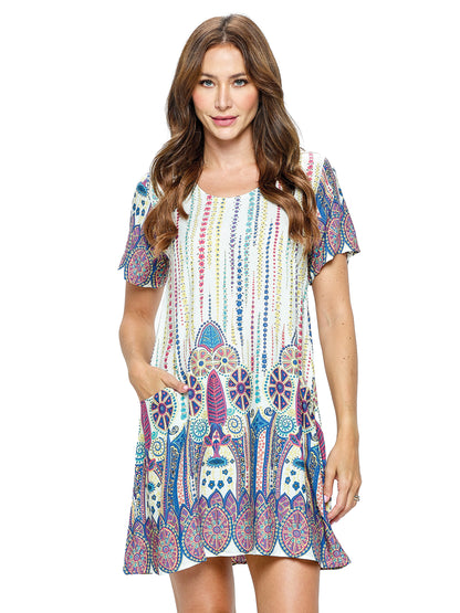 Dress Floral Loose Fit With Pockets