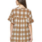 Blouse Button Up Checkered Pockets