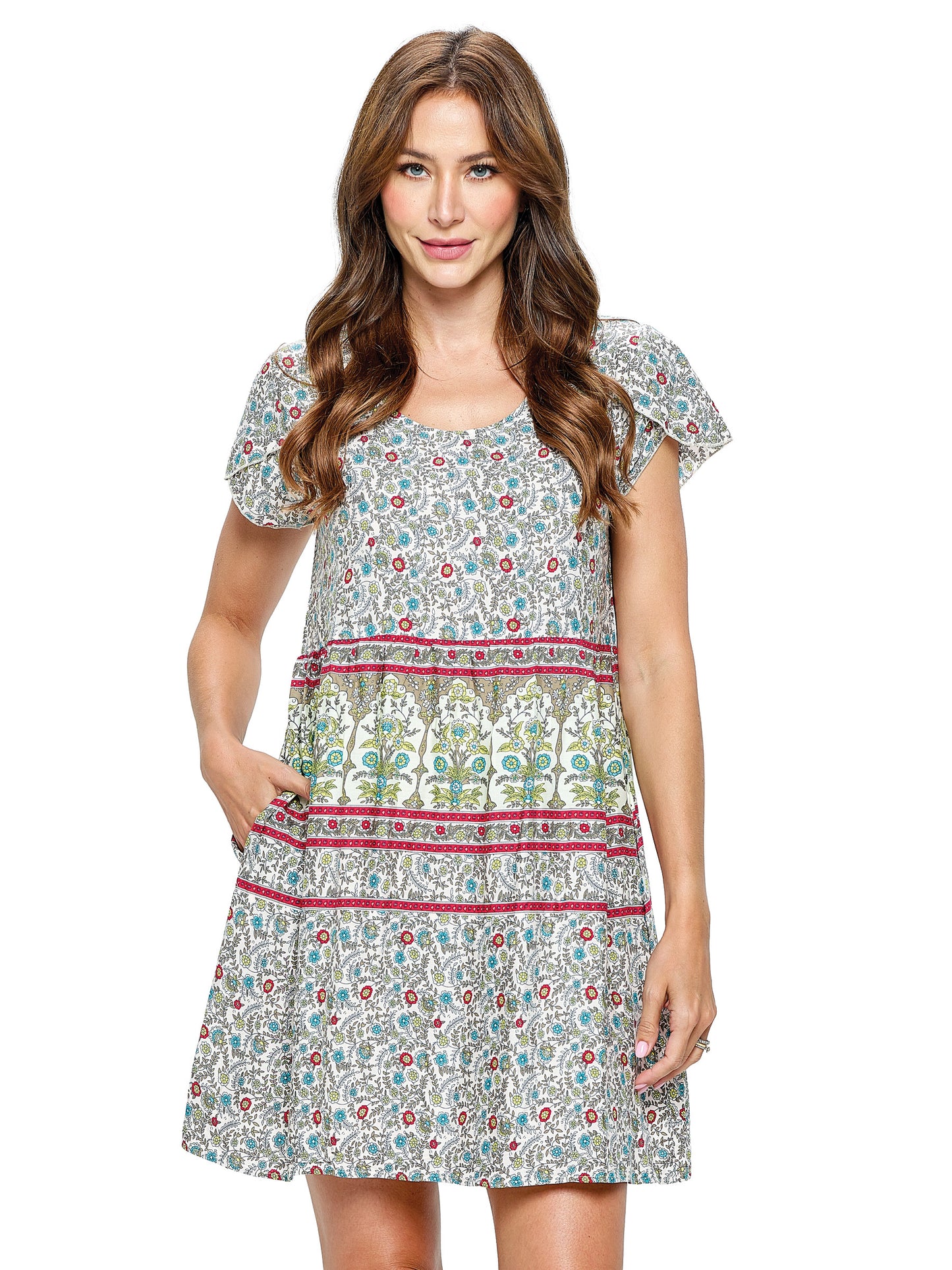 Dress Floral Pattern With Pockets