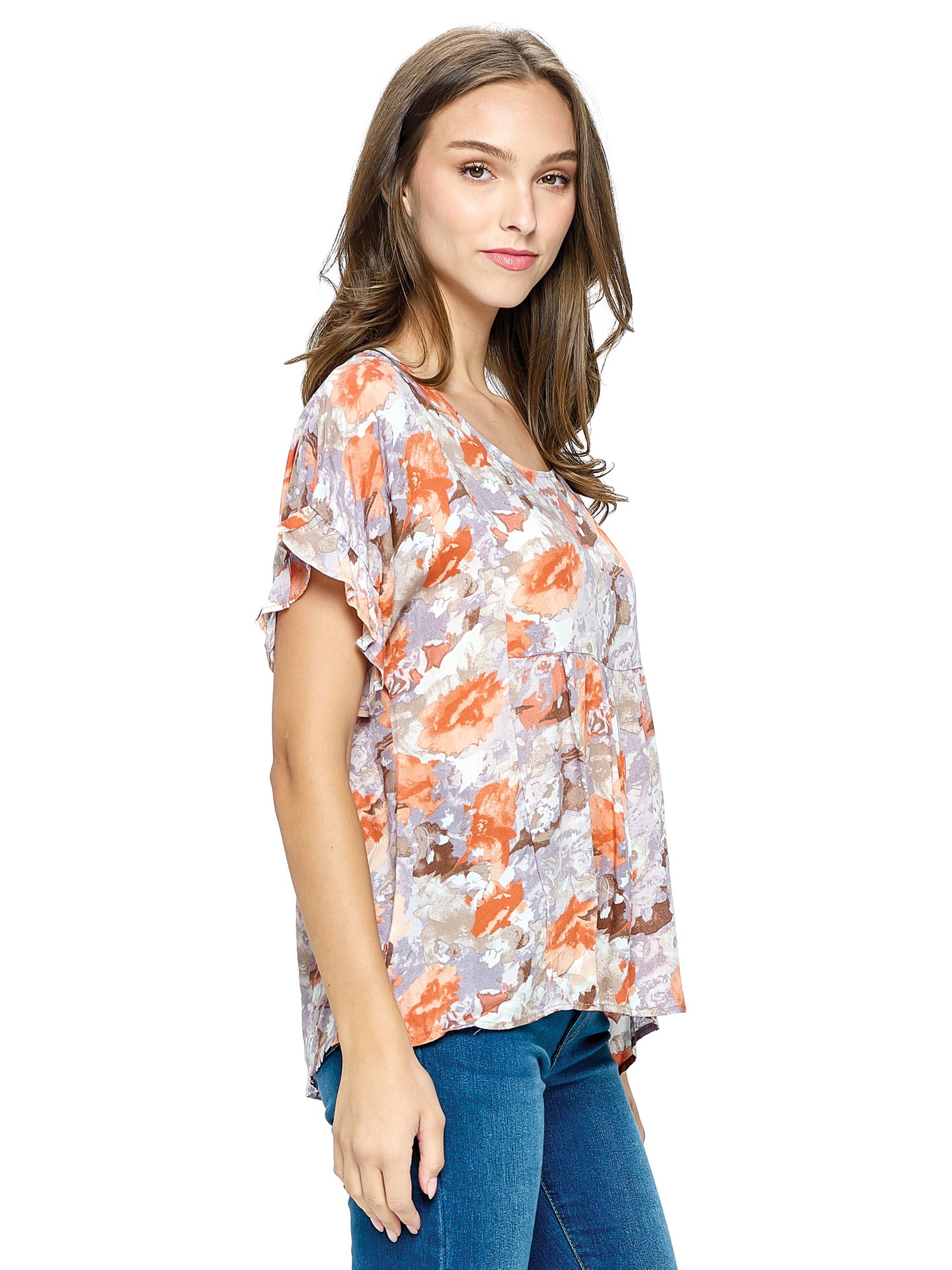 Floral Blouse Ruffled