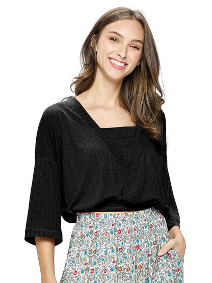 Crop Top Textured Elastic Hem