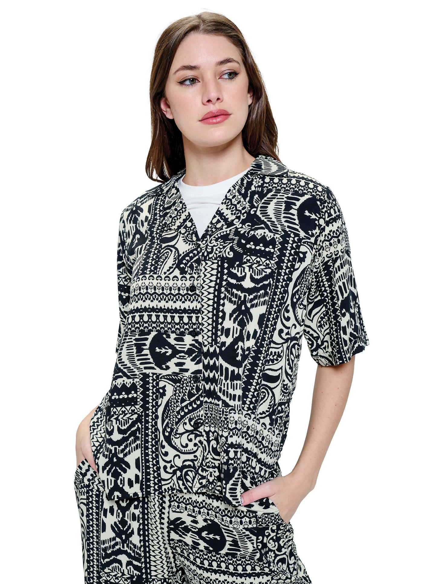 Button up Blouse Paisley Print