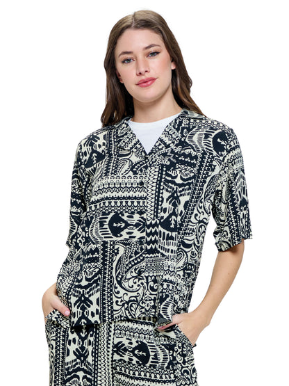 Button up Blouse Paisley Print