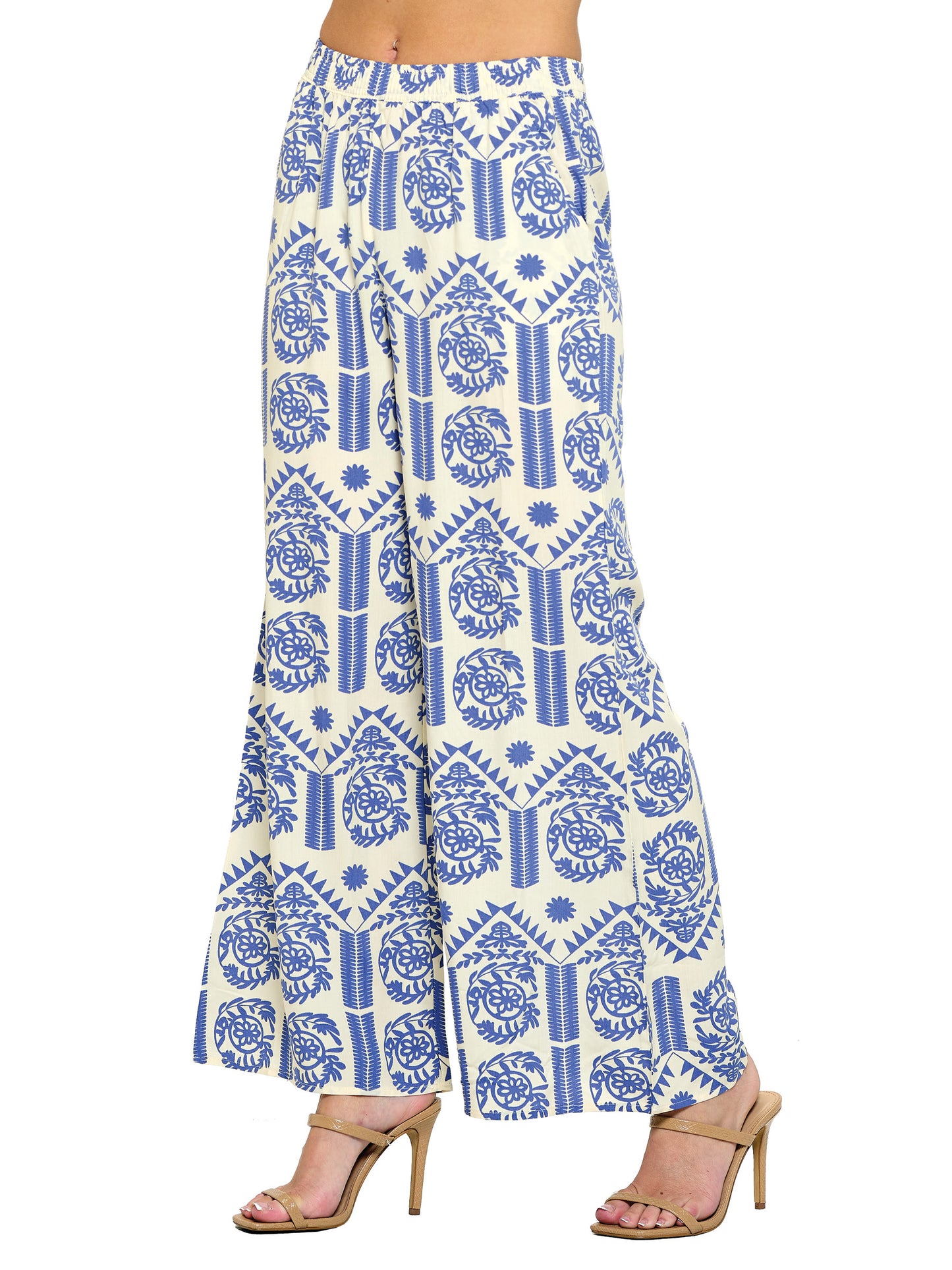 Pants Wide Leg Floral Tribal Print