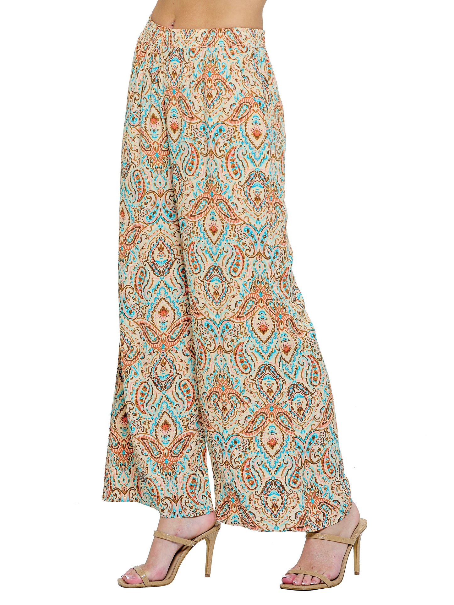 Pants Wide Leg Paisley Print Multicolor