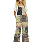 Overall Boho Jumpsuit Patchwork Floral Wide Leg