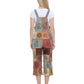 Overall Boho Jumpsuit Patchwork Art Handprinted Midi
