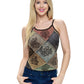 Crop Top Hippie Tank Patchwork Art Printed