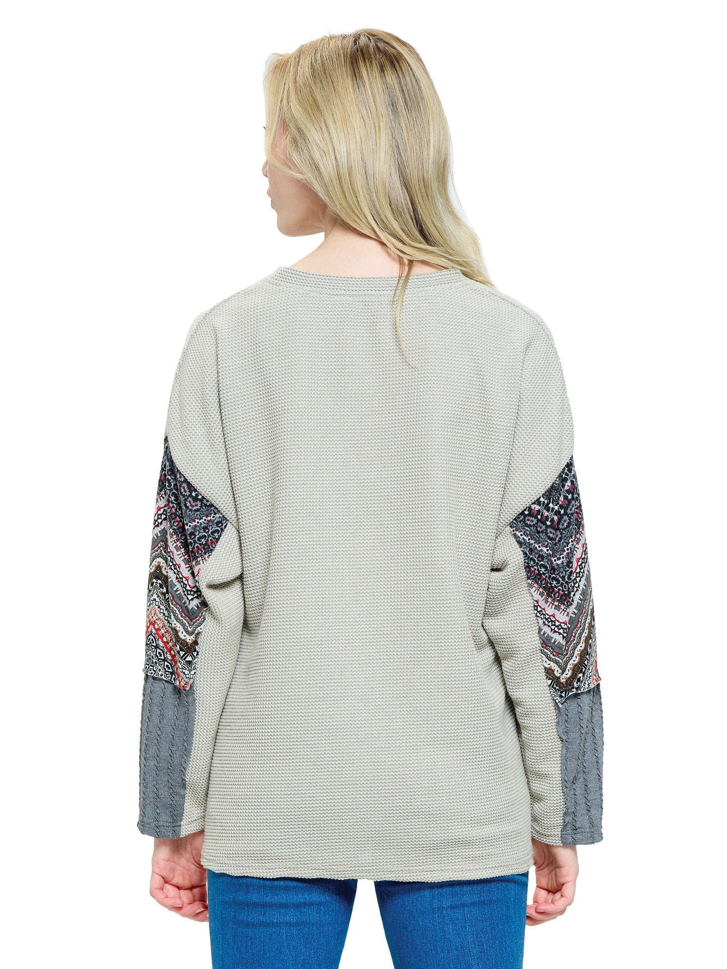 Pullover Top  Boho Patchwork Textured