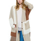 Long Cardigan Knit Colorblock Patchwork