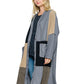 Long Cardigan Knit Colorblock Patchwork