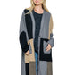 Long Cardigan Knit Colorblock Patchwork