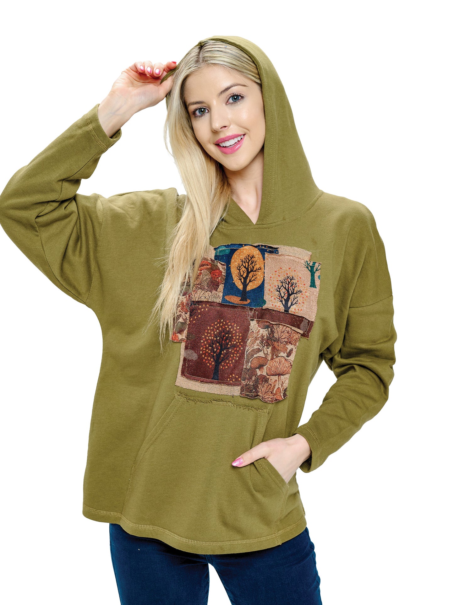 Hoodie Boho Patchwork Tree of Life Mushroom