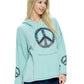 Hoodie Boho Peace Sign Patch Loose Fit