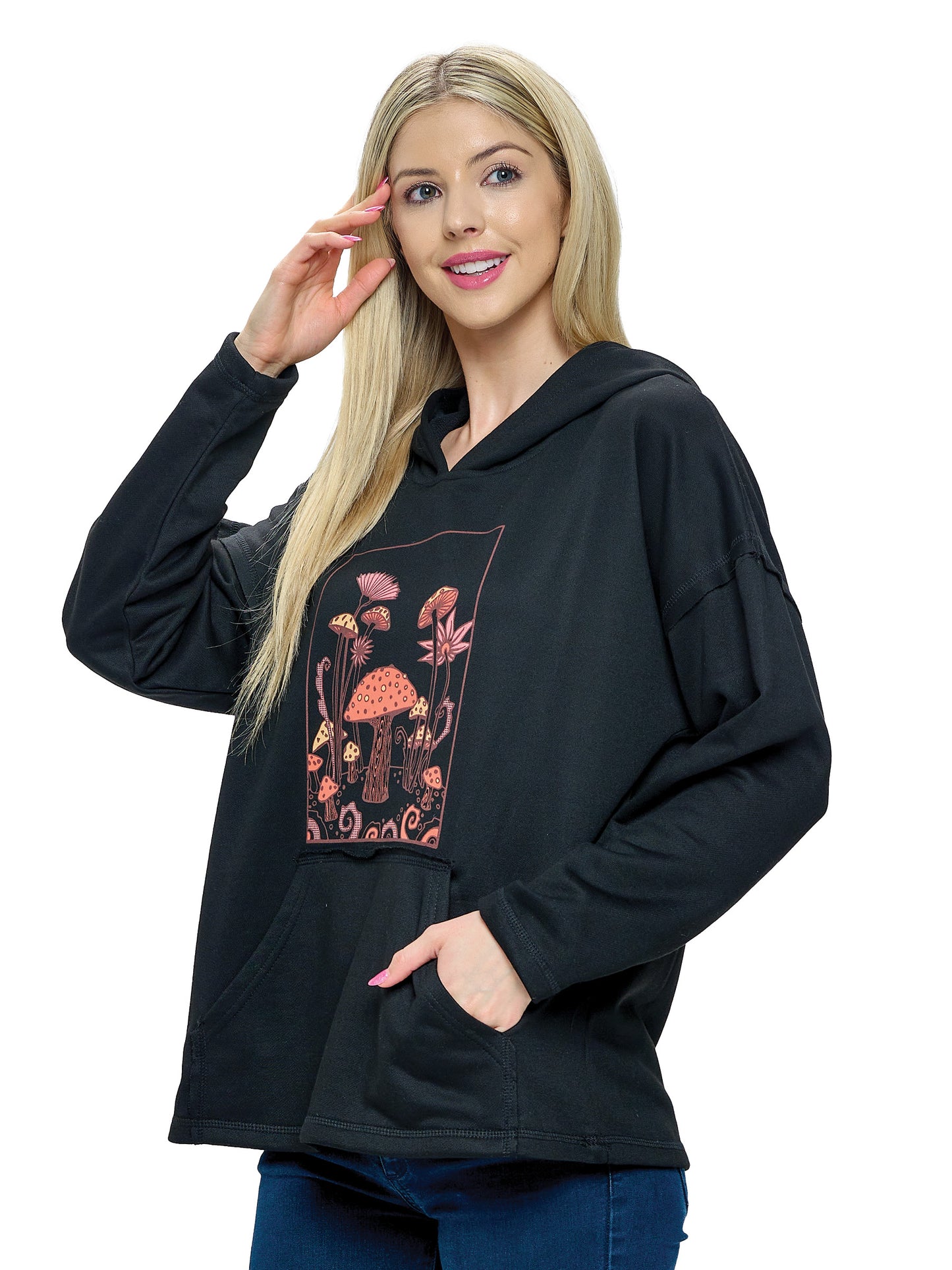 Hoodie Boho Mushroom Print