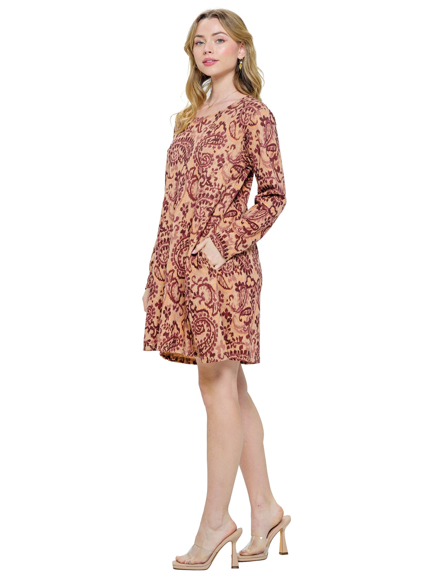 Dress Boho Paisley Print Pockets