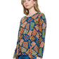 Pullover Top Loose Fit Patchwork Multicolor