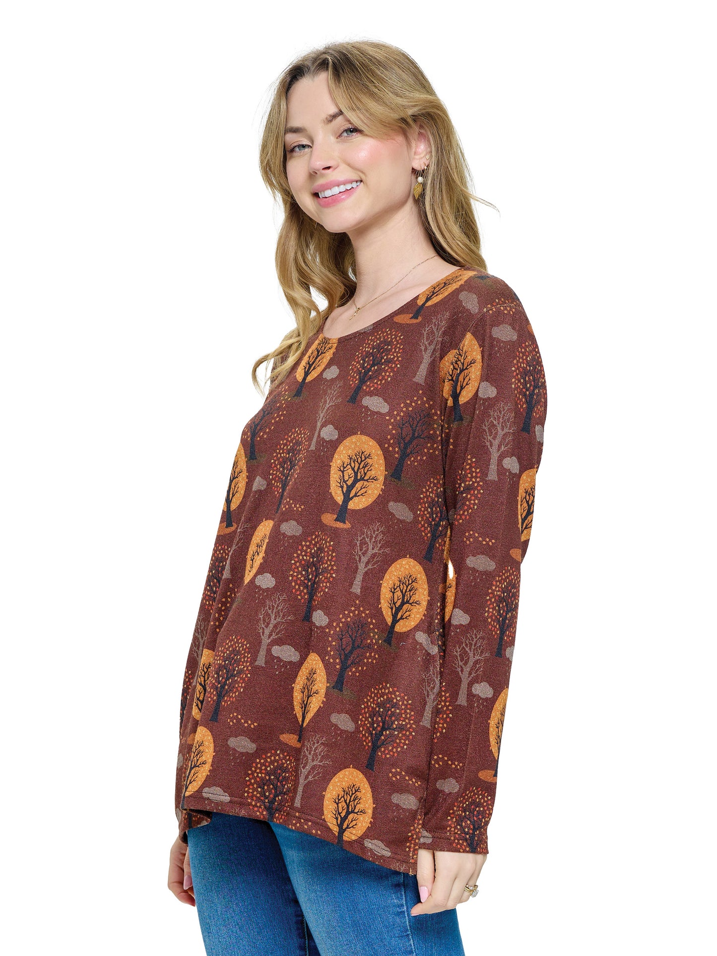 Pullover Top Loose Fit Tree of Life Forest