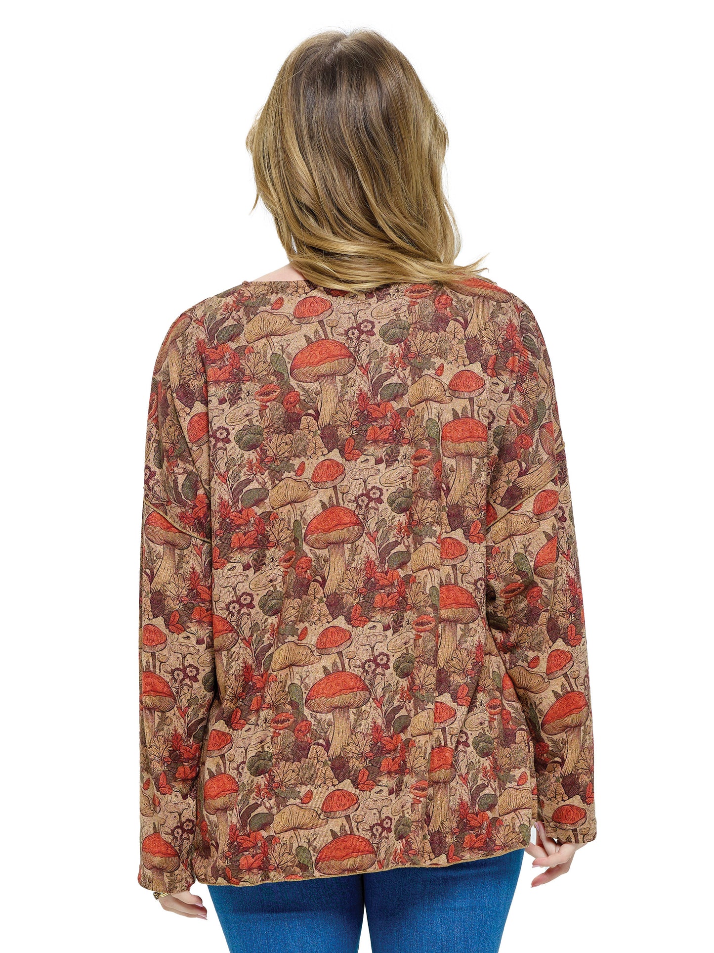 Pullover Top Loose Fit Mushroom Nature