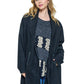 Cardigan Loose Fit Handstitched Accents Ribbed