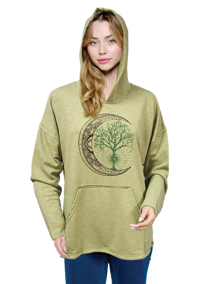 Hoodie Half Moon and Tree Of Life Print