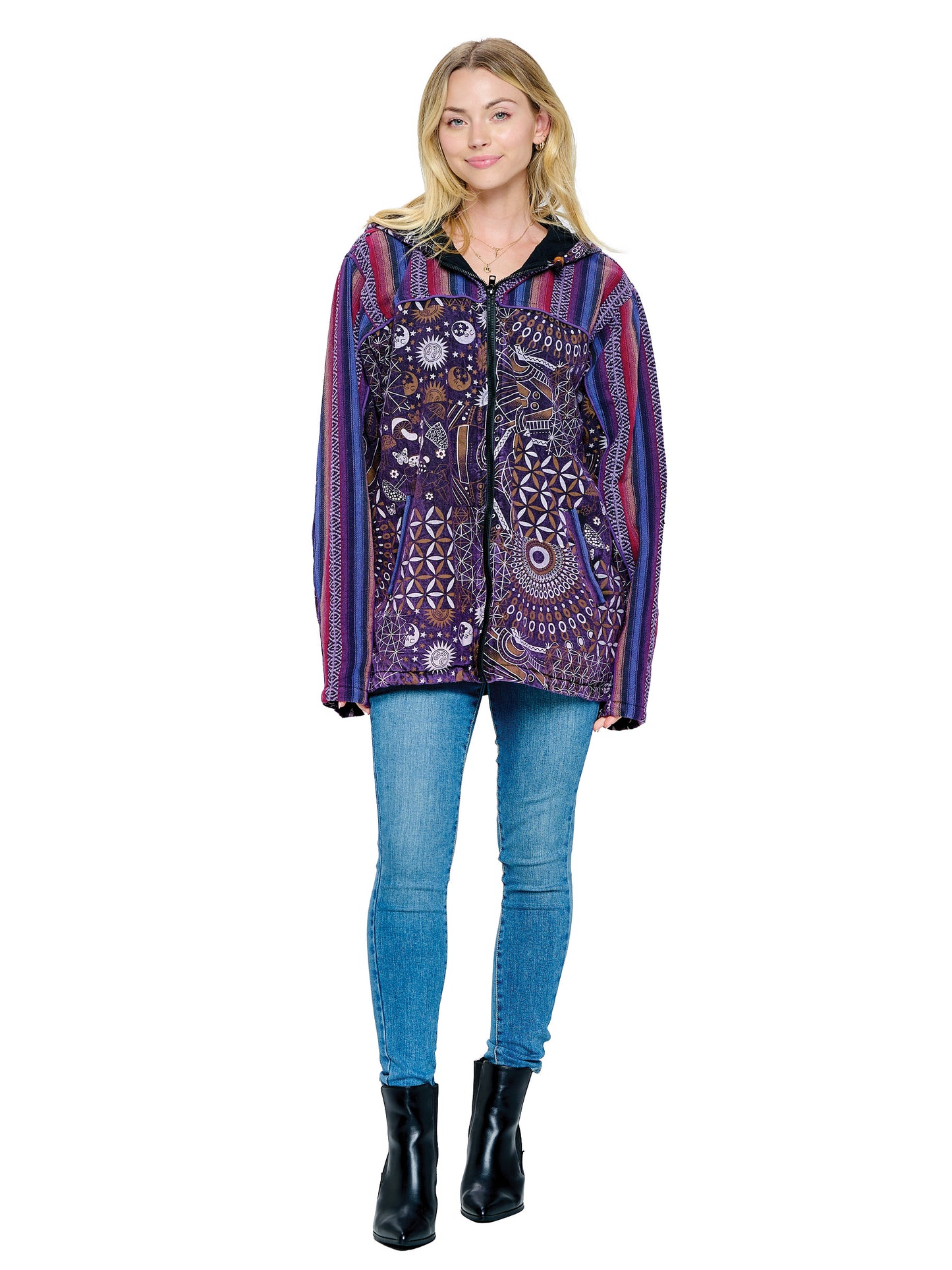 Unisex Jacket Zip-up Gheri Mandala Mushroom Print