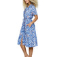 Dress Floral Boho Button Up Belted Dress