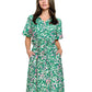 Dress Floral Boho Button Up Belted Dress