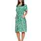 Dress Floral Boho Button Up Belted Dress