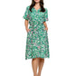 Dress Floral Boho Button Up Belted Dress