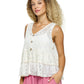 Boho Floral Knit Vest Button Up