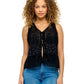 Boho Floral Knit Vest Button Up