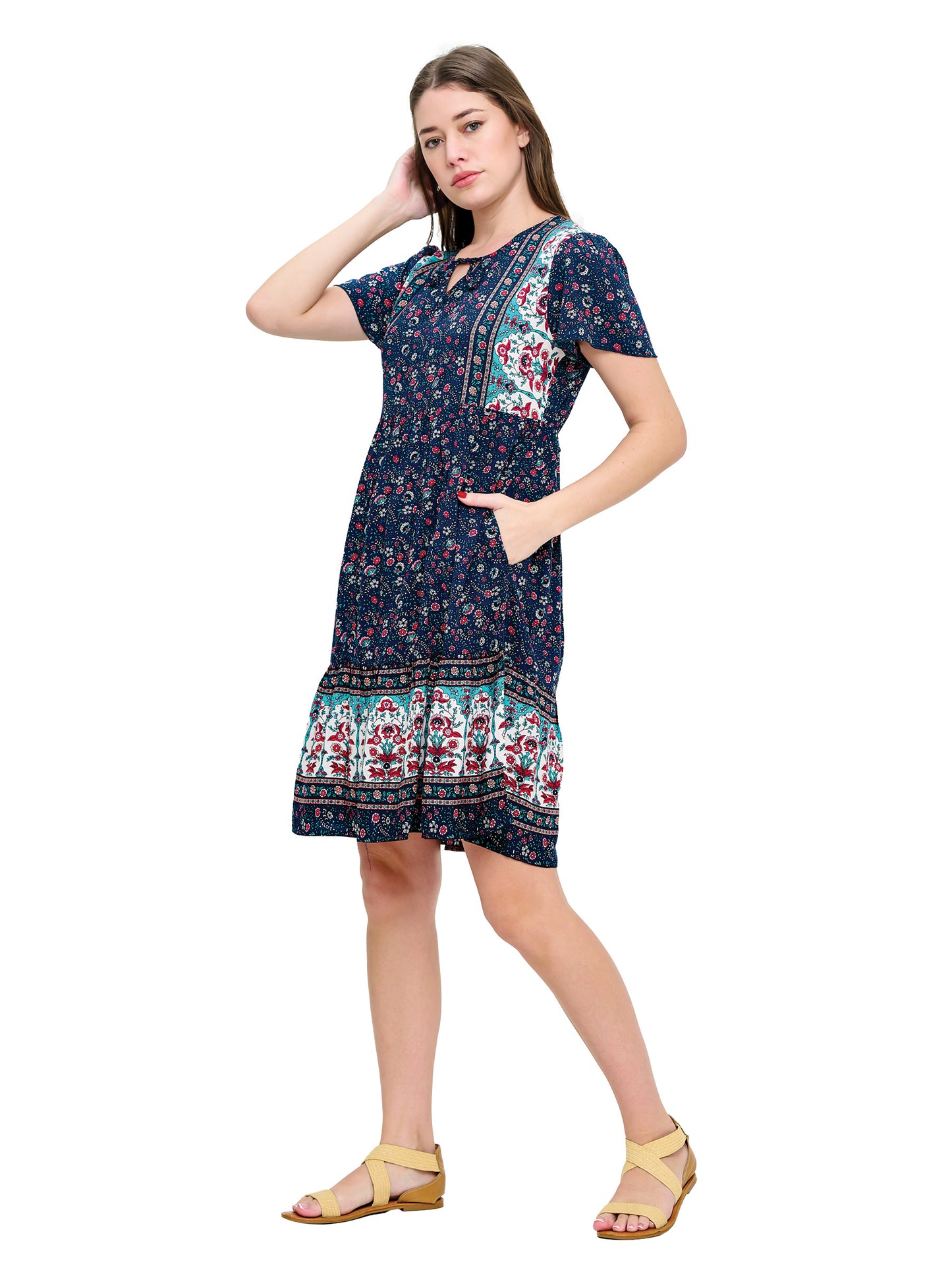 Dress Floral Pattern With Pockets