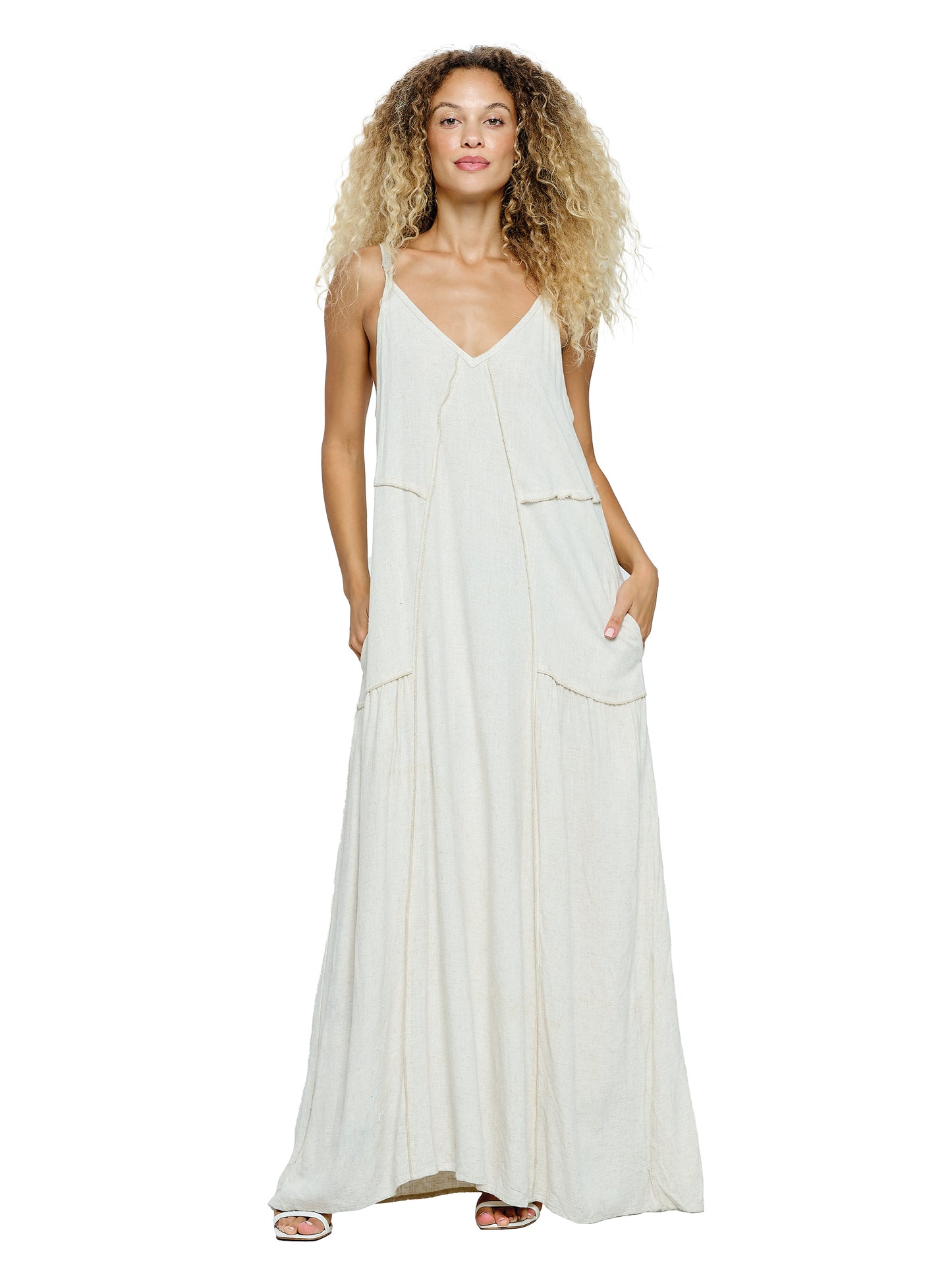 Natural Boho Maxi Dress Patchwork