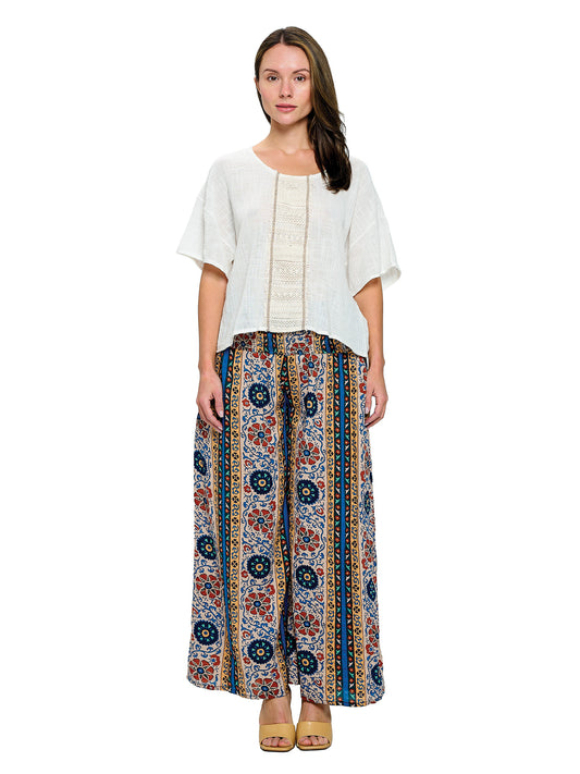 Pants Loose Fit Floral Pattern