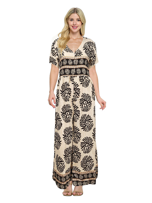 Ruffled Casual Jumpsuit Printed