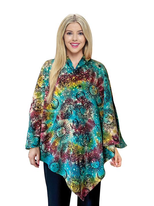 Poncho Celestial Sun Moon Tie Dye