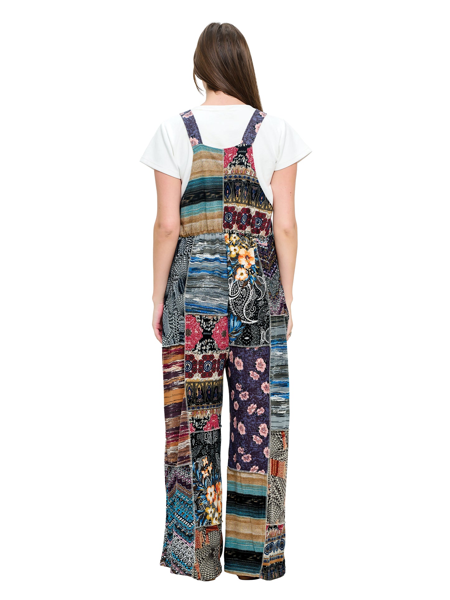 Overall Hippie Floral Patchwork