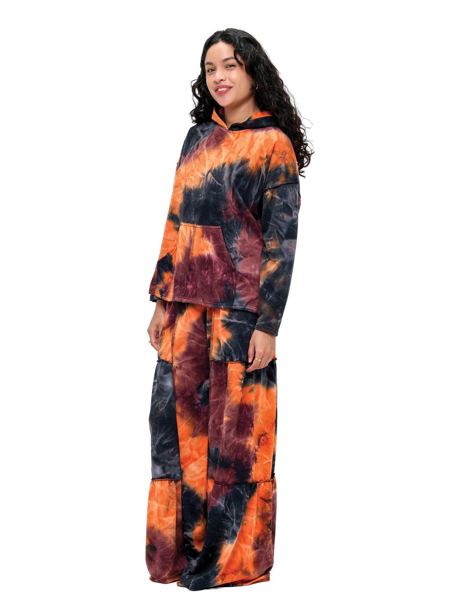 Palazzo Pants Boho Patchwork Ruffled Tie Dye
