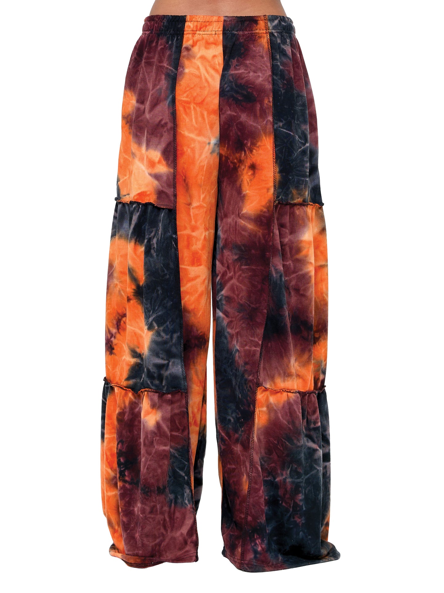Palazzo Pants Boho Patchwork Ruffled Tie Dye