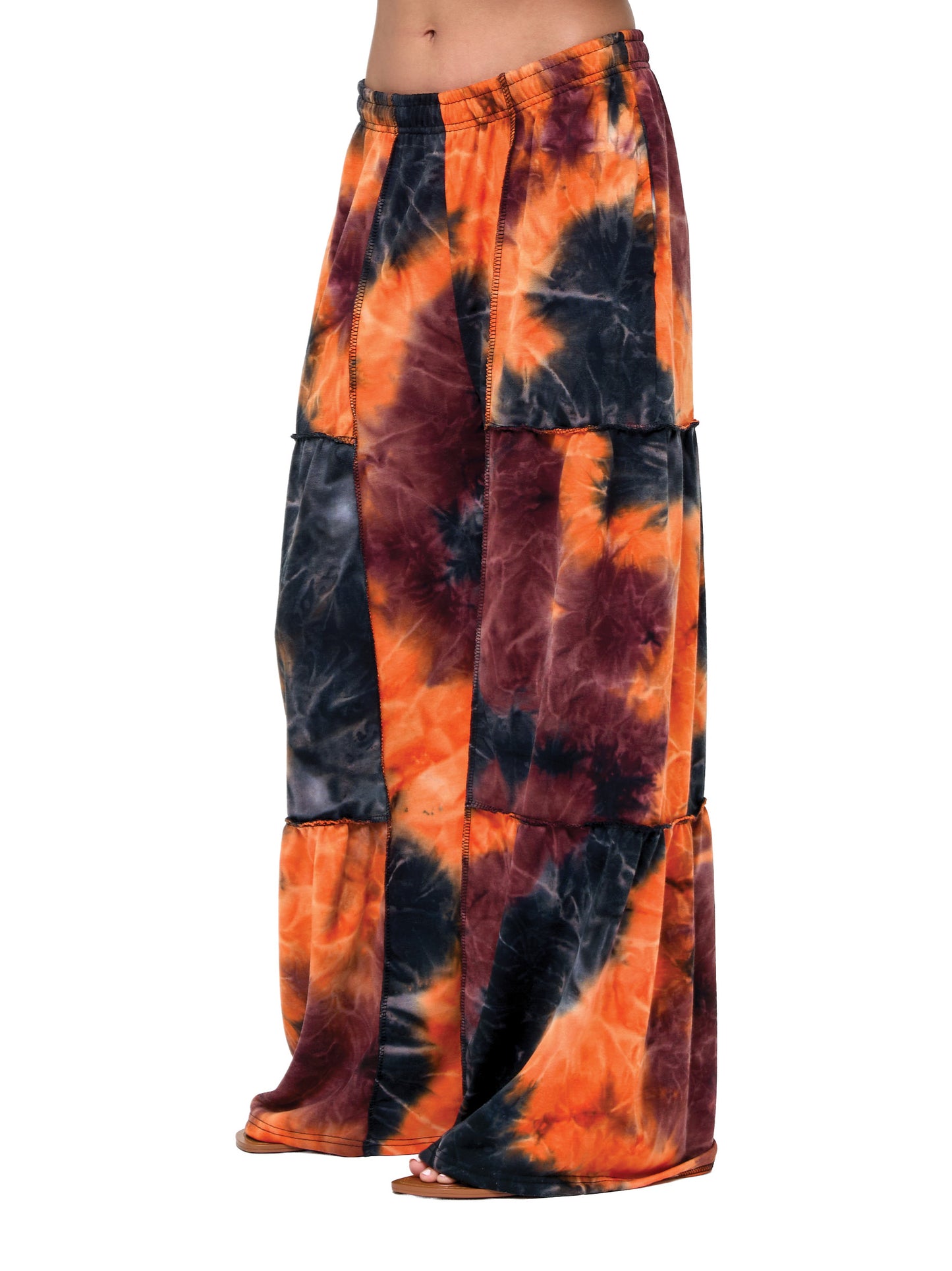 Palazzo Pants Boho Patchwork Ruffled Tie Dye