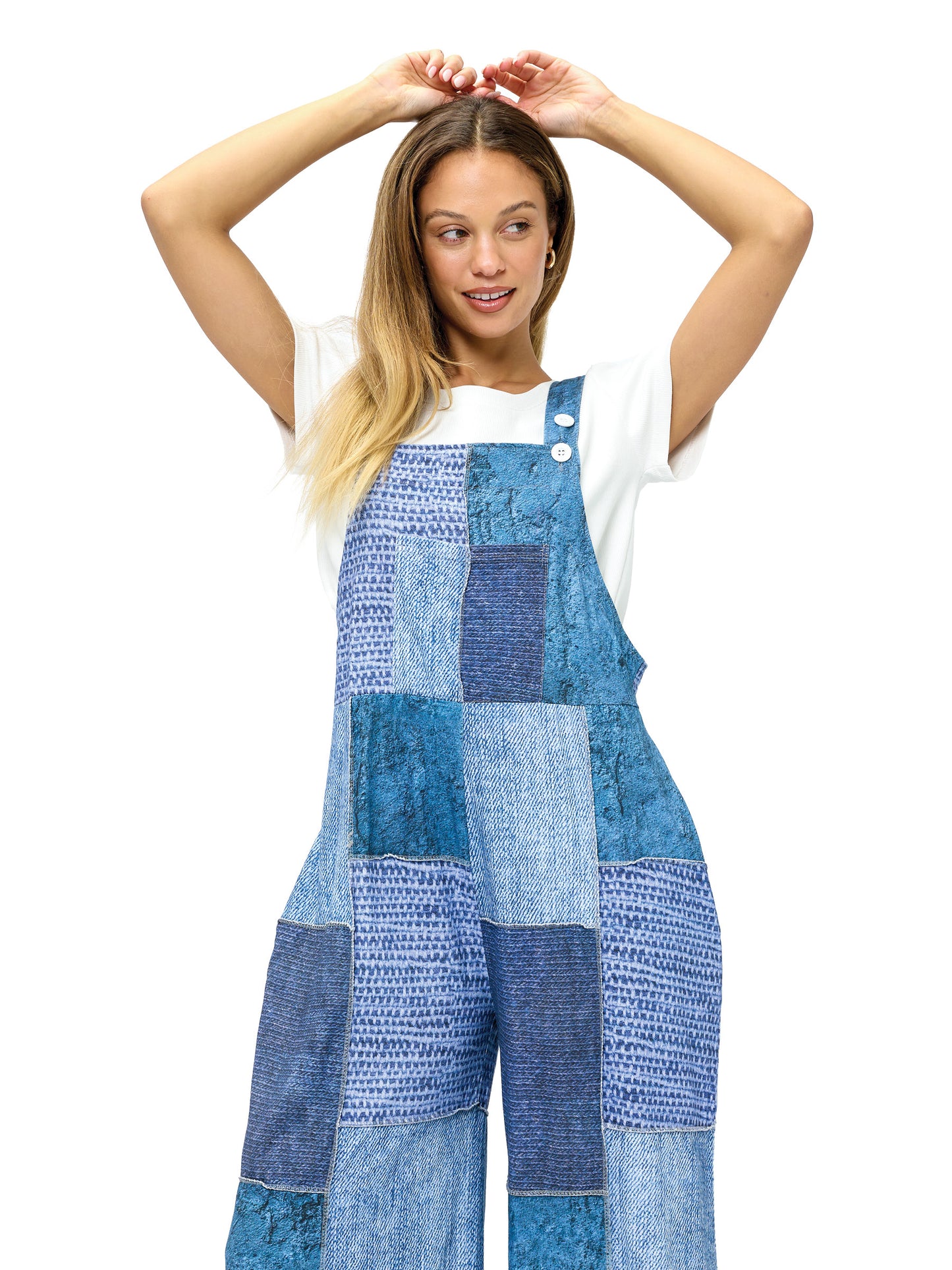 Overall Boho Patchwork Denim Look Print