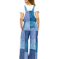 Overall Boho Patchwork Denim Look Print