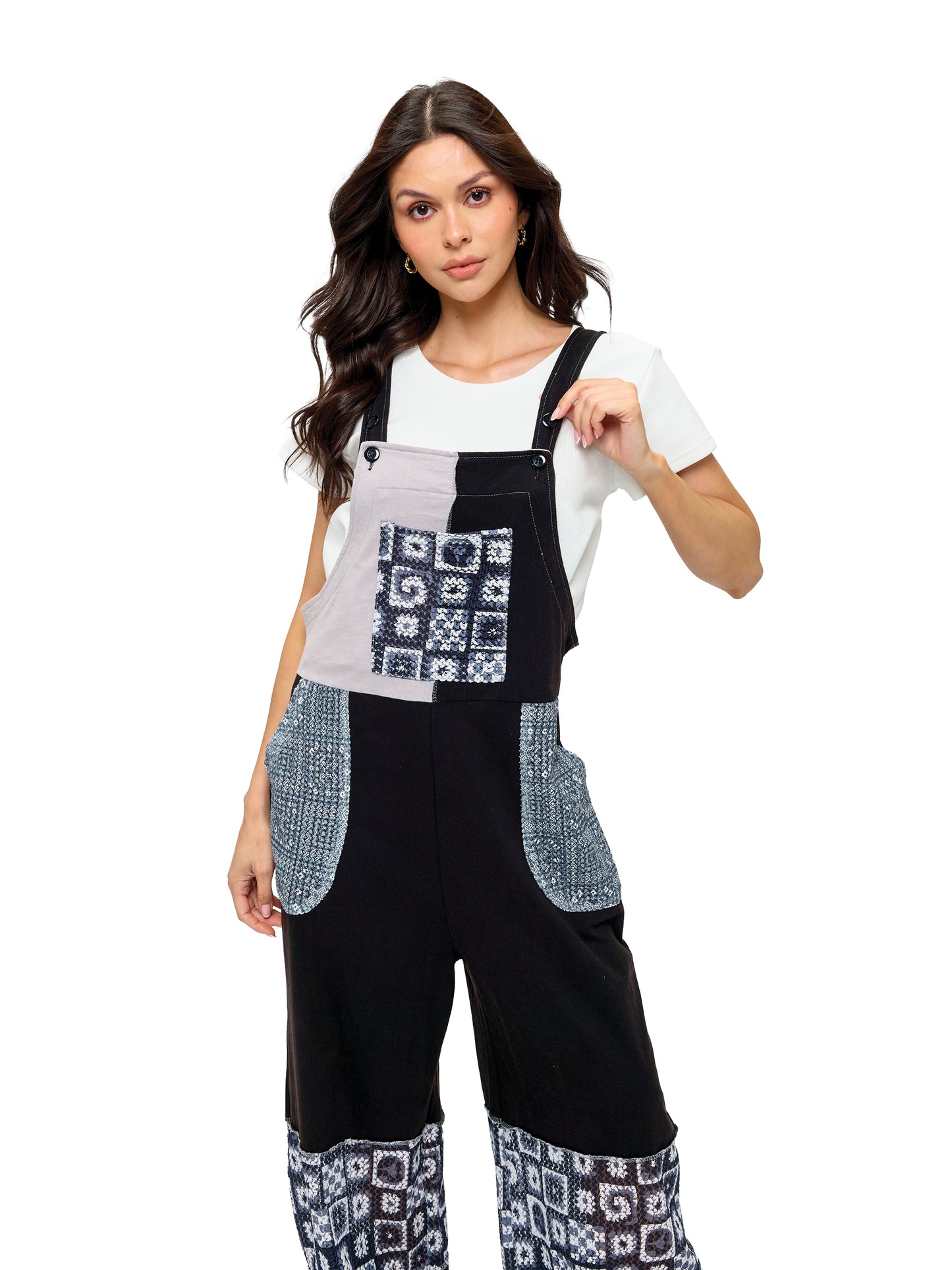 Overall Boho Colorblock Lace Applique