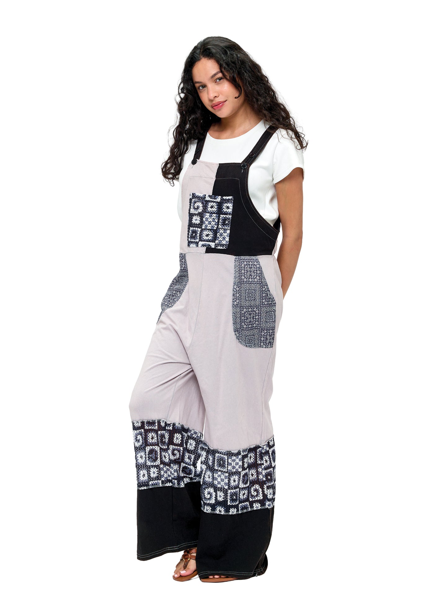 Overall Boho Colorblock Lace Applique