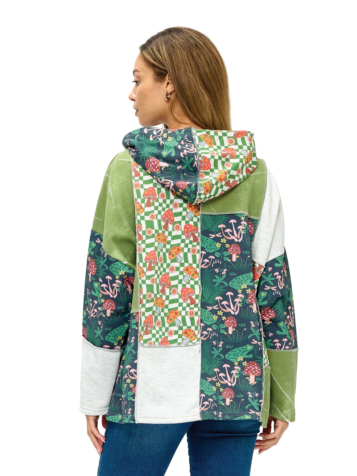 Zip-up Hoodie Whimsical Nature Mushroom Print