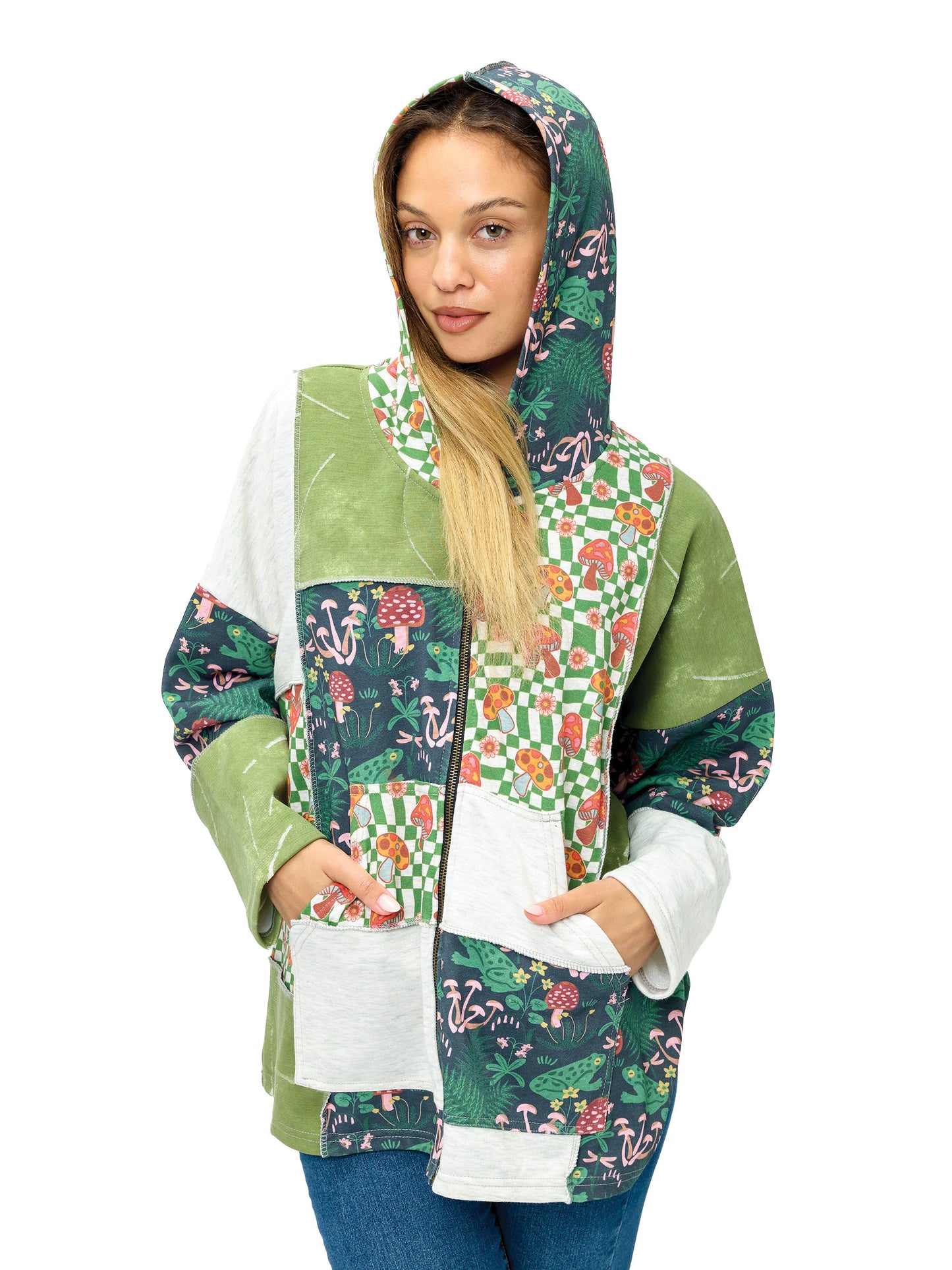 Zip-up Hoodie Whimsical Nature Mushroom Print