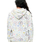 Zip-up Hoodie Floral Peace Sign Print