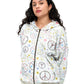 Zip-up Hoodie Floral Peace Sign Print