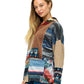 Zip-up Hooded Jacket Patchwork Lined